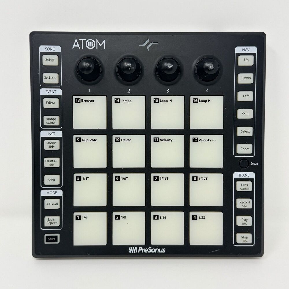 PreSonus ATOM MIPreSonus ATOM MIDI Controller 16 RGB Pads USB Powered Studio One
